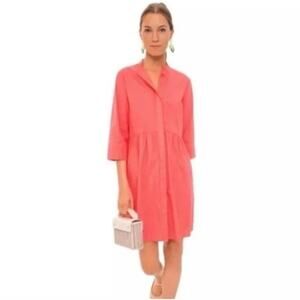 Tuckernuck Poppy Pink Cotton Poplin Royal Shirt Dress XS